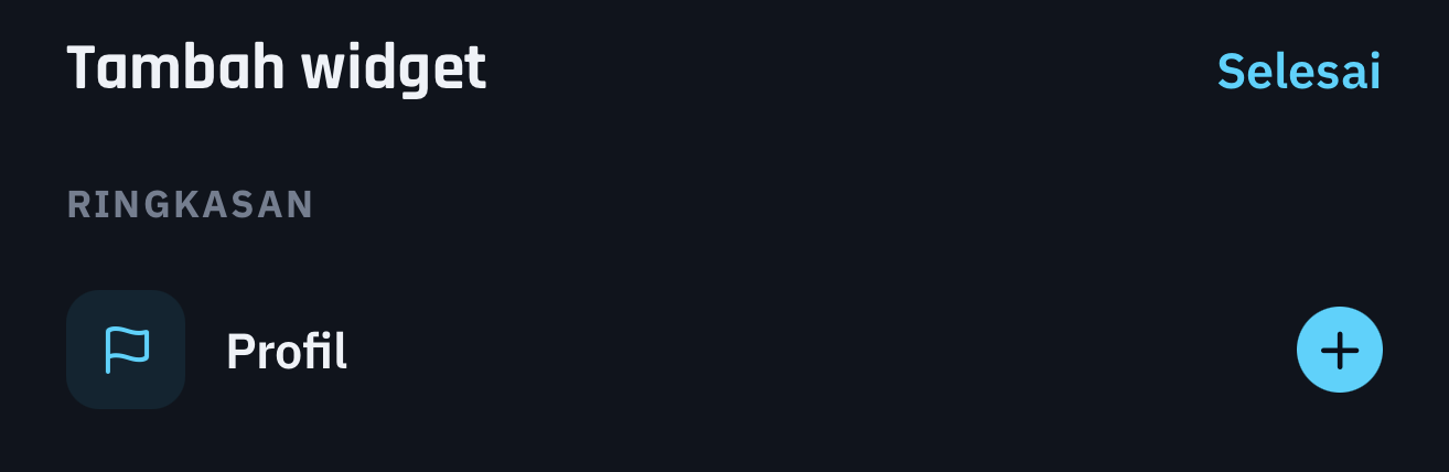 Pilih widget dan atur tata letaknya.