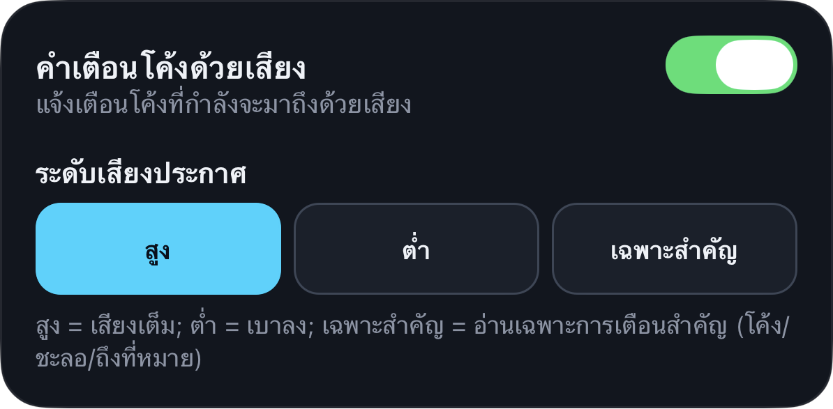 ปรับเสียงแจ้งเตือนและระดับเสียงได้ตามใจ